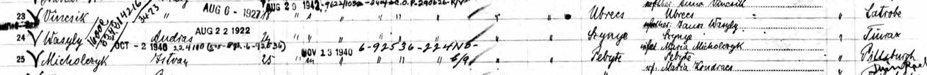 1911 Andrew Vasziľ Immigration Record Page 1